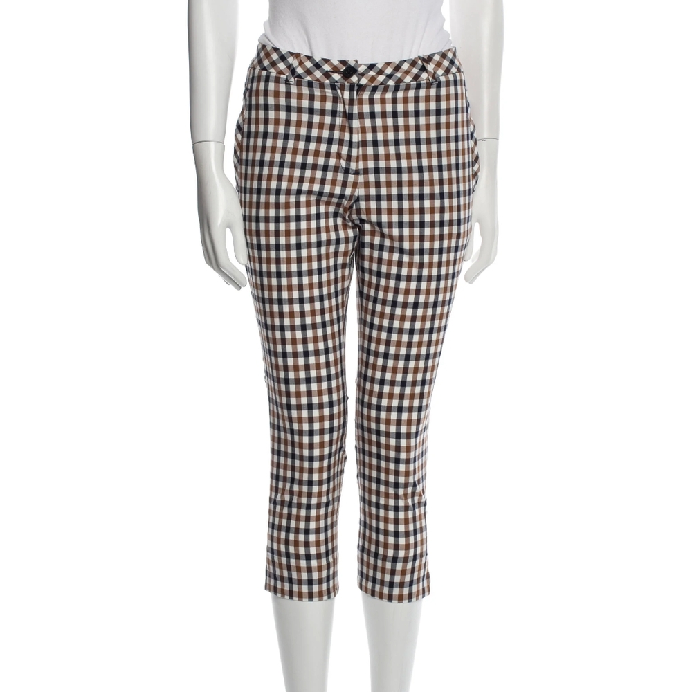 Aquascutum London Checkered Ankle Pants - Brown, Black, White